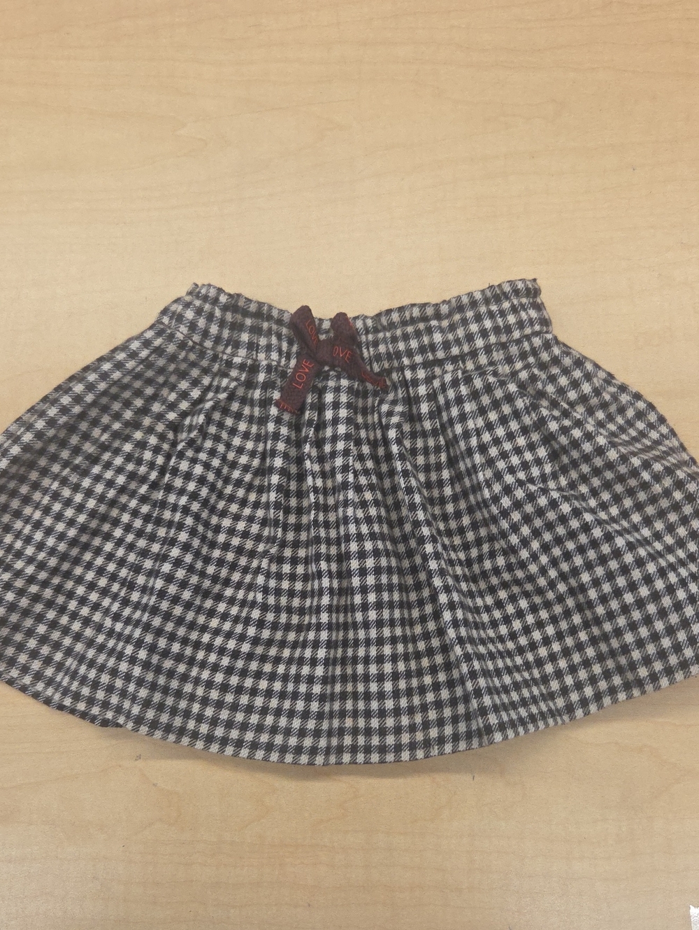 Zara Gingham Skater Mini Skirt with Red Drawstring